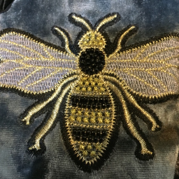 Steve Madden Blue-Gray and Gold Bee Embroidered Loafers - Picture 10 of 15